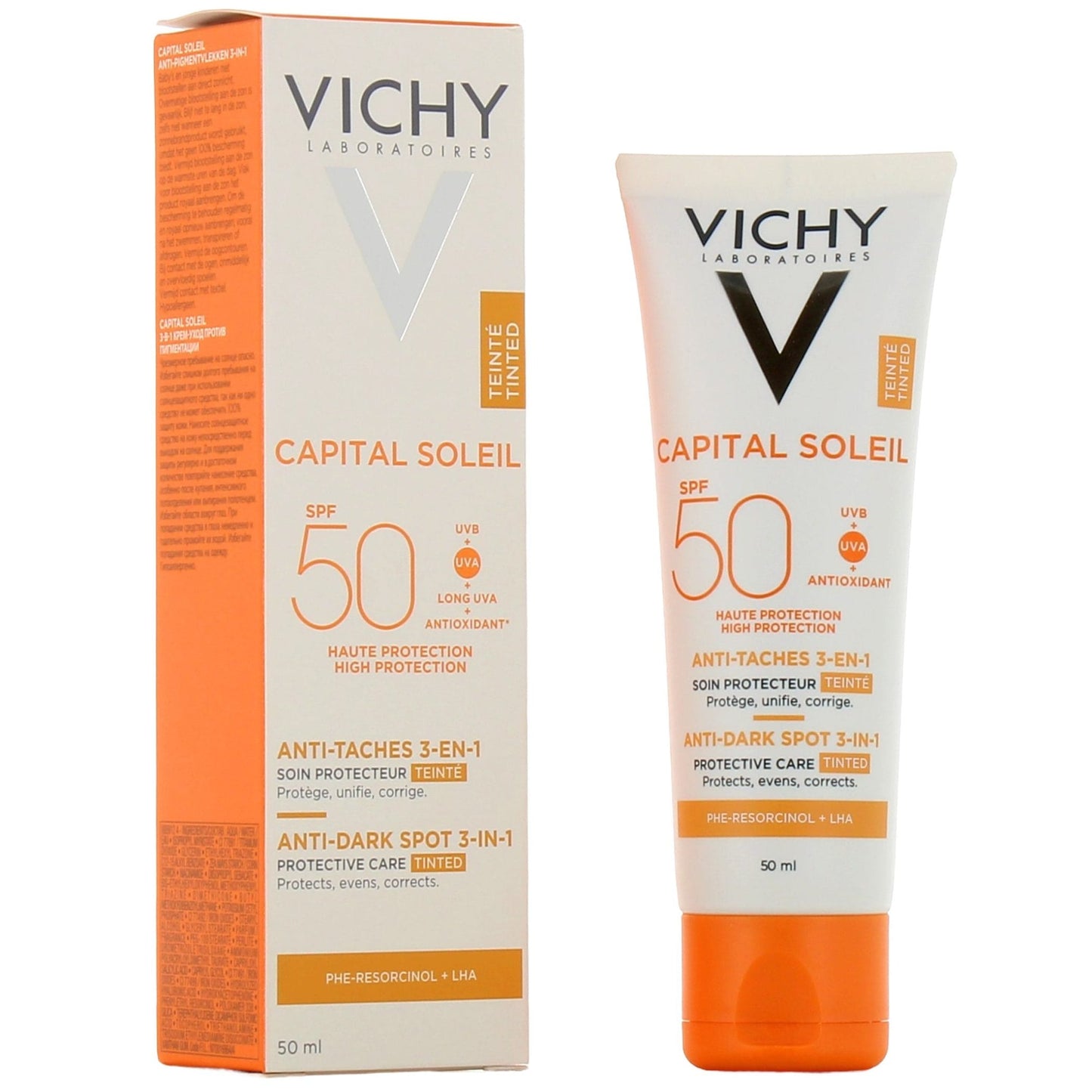 Vichy Capital Soleil Crème Anti-Taches 3-en-1 SPF50 – Teintée – 50 ml